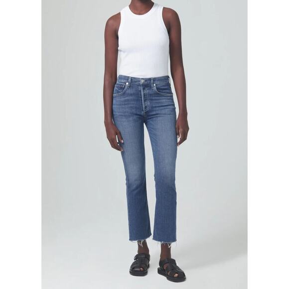 Citizens of Humanity Isola Jeans Size 26 Lawless Blue Crop Flare Stretch Denim - Picture 5 of 15